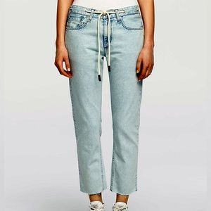 Rag and Bone rope belt boyfriend jean light wash denim
